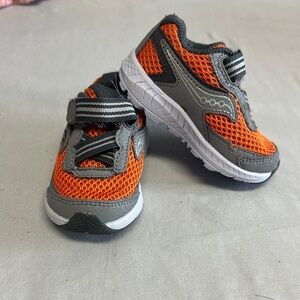 Saucony Orange and Gray Sneakers with Velcro Closure